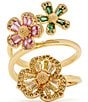 Color:Multi/Gold - Image 1 - Fleurette Crystal Wrap Band Ring