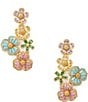 Color:Multi/Gold - Image 1 - Fleurette Statement Crystal Drop Earrings