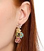 Color:Multi/Gold - Image 2 - Fleurette Statement Crystal Drop Earrings