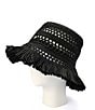 kate spade new york Fringe Spade Straw Cloche Hat, Color:Black - Image 3