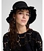 kate spade new york Fringe Spade Straw Cloche Hat, Color:Black - Image 6