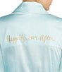 Color:Aqua/White - Image 3 - #double;Happily Ever After#double; Charmeuse Wrap Robe