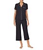 Color:Black Print - Image 1 - Heart Clover Print Jersey Knit Cropped Coordinating Pajama Set