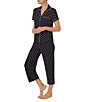 Color:Black Print - Image 3 - Heart Clover Print Jersey Knit Cropped Coordinating Pajama Set