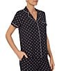 Color:Black Print - Image 4 - Heart Clover Print Jersey Knit Cropped Coordinating Pajama Set