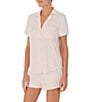 Color:Pink/Heart - Image 3 - Heart Dot Modal Jersey Short Sleeve Notch Collar Shorty Bridal Pajama Set