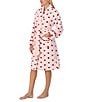 kate spade new york Heart Stripe Print Long Sleeve Shawl Collar Chenille Plush Short Robe, Color:Pink Stripe - Image 3