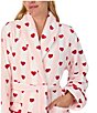 kate spade new york Heart Stripe Print Long Sleeve Shawl Collar Chenille Plush Short Robe, Color:Pink Stripe - Image 4