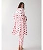 kate spade new york Heart Stripe Print Long Sleeve Shawl Collar Chenille Plush Short Robe, Color:Pink Stripe - Image 6