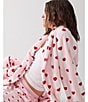kate spade new york Heart Stripe Print Long Sleeve Shawl Collar Chenille Plush Short Robe, Color:Pink Stripe - Image 9