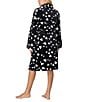 kate spade new york Heart Swirl Print Long Sleeve Shawl Collar Chenille Plush Short Robe, Color:Black Print - Image 2