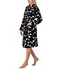 kate spade new york Heart Swirl Print Long Sleeve Shawl Collar Chenille Plush Short Robe, Color:Black Print - Image 3