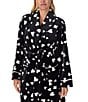 kate spade new york Heart Swirl Print Long Sleeve Shawl Collar Chenille Plush Short Robe, Color:Black Print - Image 4