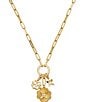Color:Clear/Gold - Image 2 - Heritage Bloom Charm Short Pendant Necklace