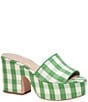 Color:Summit Green - Image 1 - Ibiza Gingham Raffia Platform Sandals