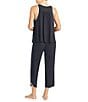 Color:Black - Image 3 - Jersy Knit Cropped Coordinating Pajama Set