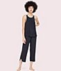 Color:Black - Image 4 - Jersy Knit Cropped Coordinating Pajama Set