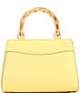 Color:Summer Daffodil - Image 2 - Katy Textured Leather Bamboo Medium Top Handle Satchel Bag