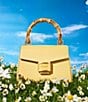 Color:Summer Daffodil - Image 5 - Katy Textured Leather Bamboo Medium Top Handle Satchel Bag