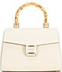 Color:Halo White - Image 1 - Katy Textured Leather Bamboo Medium Top Handle Satchel Bag