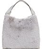 Color:Platinum Grey - Image 2 - Knott Faux Fur Medium Crossbody Tote Bag