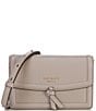 Color:Warm Taupe - Image 1 - Knott Pebbled Leather Flap Crossbody Bag