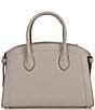 Color:Warm Taupe - Image 2 - Knott Pebbled Leather Medium Zip Top Satchel Bag
