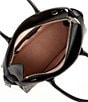 Color:Black - Image 3 - Knott Pebbled Leather Medium Zip Top Satchel Bag