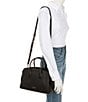 Color:Black - Image 4 - Knott Pebbled Leather Medium Zip Top Satchel Bag