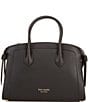 Color:Black - Image 1 - Knott Pebbled Leather Medium Zip Top Satchel Bag