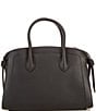 Color:Black - Image 2 - Knott Pebbled Leather Medium Zip Top Satchel Bag