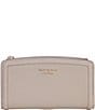 Color:Warm Taupe - Image 1 - Knott Pebbled Leather Zip Slim Wallet