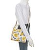 Color:Cream Multi - Image 4 - Knott Sunshine Floral Embossed Pebbled Leather Medium Crossbody Tote Bag