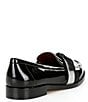Color:Black/Black Multi Stripe - Image 2 - Leandra Bow Leather Loafers