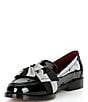 Color:Black/Black Multi Stripe - Image 4 - Leandra Bow Leather Loafers