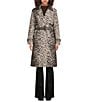 kate spade new york Leopard Print Collar Neck Long Sleeve Belted Water Resistant Hidden Snap Trench Coat, Color:Downtown Leopard - Image 2