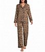 kate spade new york Leopard Print Long Sleeve Notch Collar Brushed Jersey Knit Pajama Set - Image 1