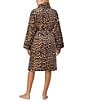 kate spade new york Leopard Print Long Sleeve Shawl Collar Chenille Plush Short Robe, Color:Brown Animal - Image 2