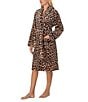 kate spade new york Leopard Print Long Sleeve Shawl Collar Chenille Plush Short Robe, Color:Brown Animal - Image 3