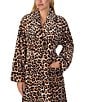 kate spade new york Leopard Print Long Sleeve Shawl Collar Chenille Plush Short Robe, Color:Brown Animal - Image 4