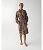 kate spade new york Leopard Print Long Sleeve Shawl Collar Chenille Plush Short Robe, Color:Brown Animal - Image 7