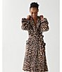 kate spade new york Leopard Print Long Sleeve Shawl Collar Chenille Plush Short Robe, Color:Brown Animal - Image 8