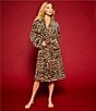 kate spade new york Leopard Print Long Sleeve Shawl Collar Chenille Plush Short Robe, Color:Brown Animal - Image 9