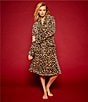 kate spade new york Leopard Print Long Sleeve Shawl Collar Chenille Plush Short Robe, Color:Brown Animal - Image 10