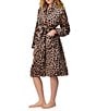 kate spade new york Leopard Print Long Sleeve Shawl Collar Tie Front Chenille Robe - Image 3