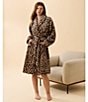 kate spade new york Leopard Print Long Sleeve Shawl Collar Tie Front Chenille Robe - Image 5