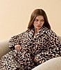 kate spade new york Leopard Print Long Sleeve Shawl Collar Tie Front Chenille Robe - Image 6