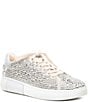Color:Silver - Image 1 - Lift Leather Rhinestone Embellished Sneakers