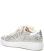 Color:Silver - Image 3 - Lift Leather Rhinestone Embellished Sneakers