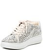 Color:Silver - Image 4 - Lift Leather Rhinestone Embellished Sneakers